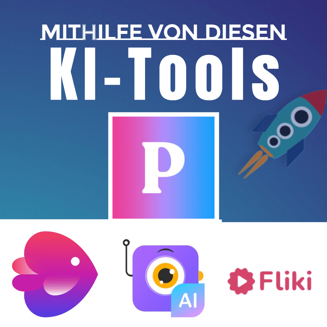 Es sind unterschiedliche KI-Tools angezeigt, die für die Videoerstellung & -bearbeitung genutzt werden. Angezeigt werden Invideo, Steve.ai, Fliki und Peech.ai