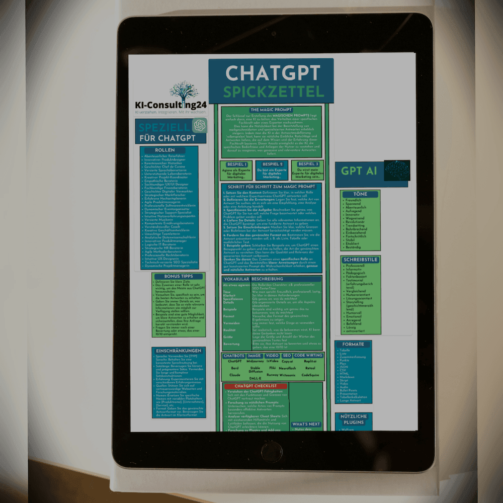 ChatGPT Spickzettel für den perfekten ChatGPT Prompt.