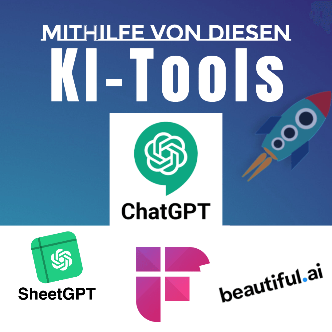 Es werden vier unterschiedliche KI-Tools angezeigt. Fireflies.ai, ChatGPT, SheetGPT, Beautiful.ai. Diese werden in der Regel als persönliche Assistenten eingesetzt. 